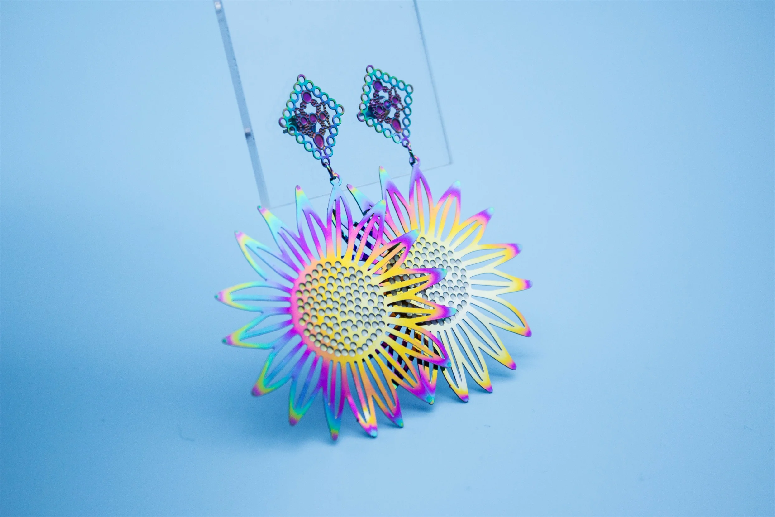 Градиентные Разноцветные серьги с большим цветком для женщин хризантемами