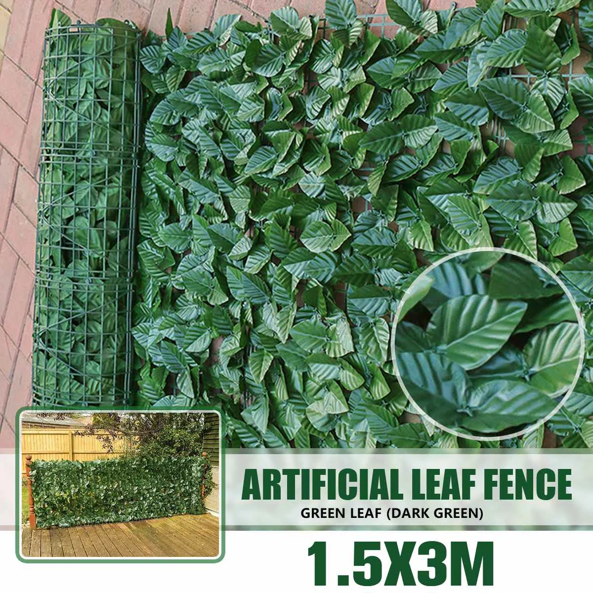 

150x300cm Artificial Leaf Privacy Fence Screen Roll Wall Landscaping Faux Ivy Leaves Fence Garden Backyard Balcony Fence