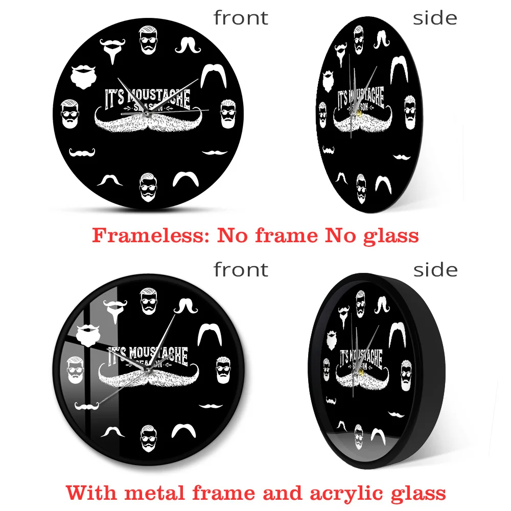 Забавные настенные часы Hipster для мужчин бороды и усов парикмахерские