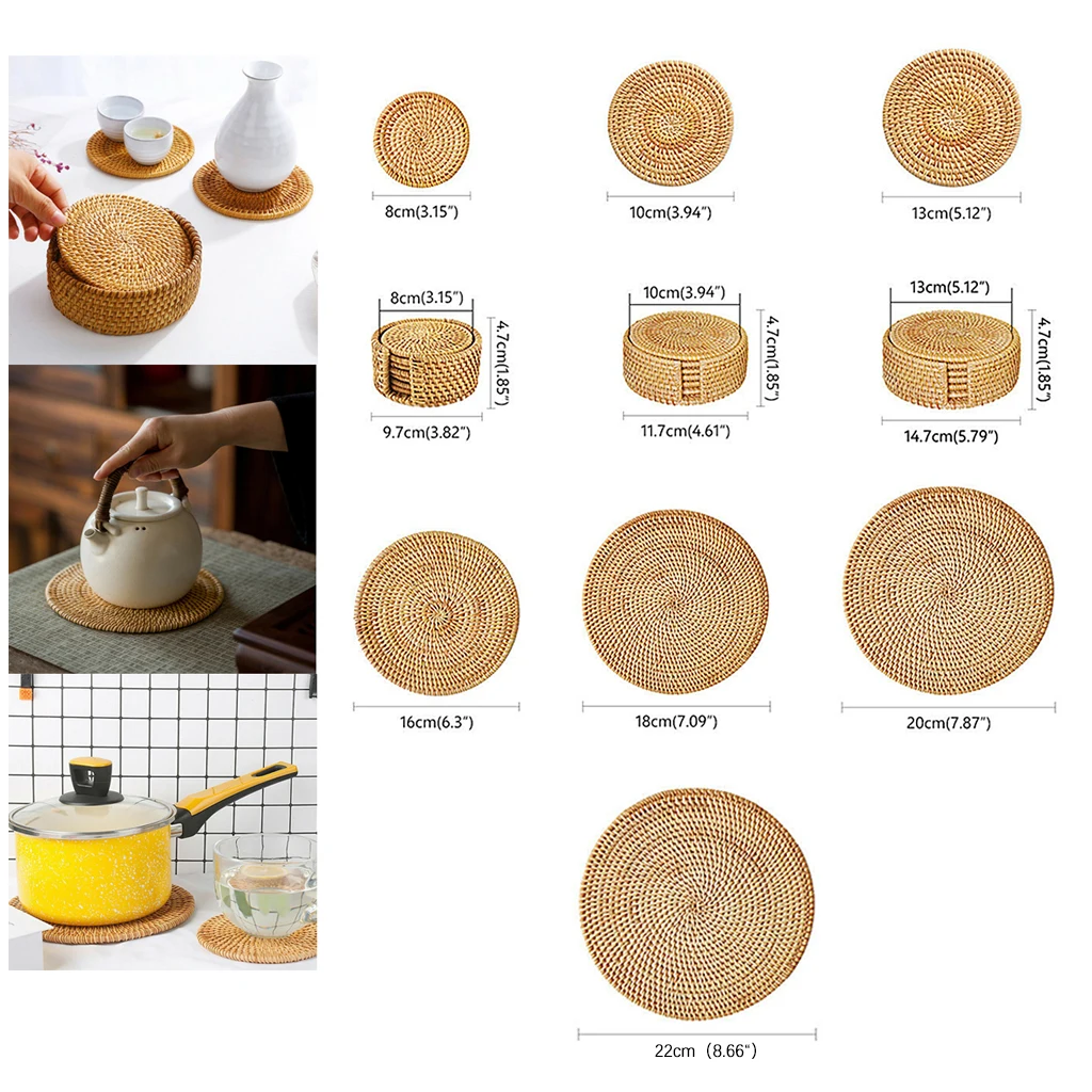 

Heat Insulation Round Coasters Kit Handmade Coffee Cup Rattan Placemat Pad