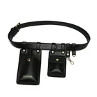 Сумка поясная женская кожаная с двумя карманами, 230