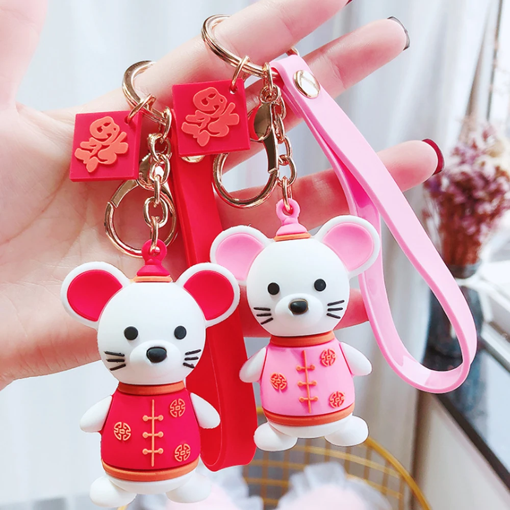 

Cute Cartoon Mouse Pendant Keychains Silicone Rat Key Chain For Women Men Girls Key rings Car Bag Wallet Keyring Pendant Jewelry