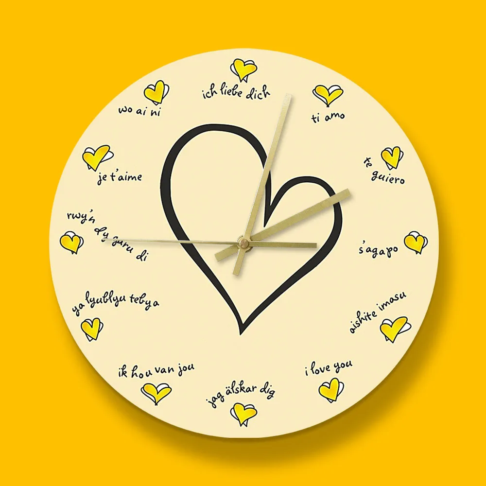 Современные дизайнерские настенные часы я люблю вас на 12 различных языках