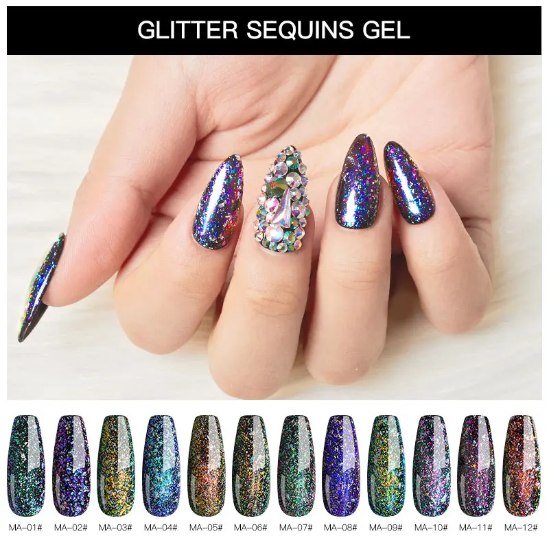 MEET ACROSS 5 мл Блестящий Гель-лак для ногтей яркие блестки рисования дизайн замочить