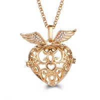 mexico music ball love heart pendant vintage angel wing zircon aromatherapy necklace perfume diffuser locket pregnancy jewelry