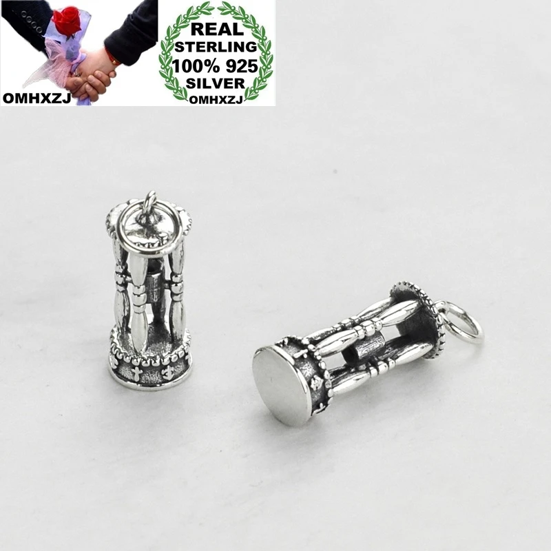 

OMHXZJ Wholesale HD105 European Fashion Woman Girl Birthday Party Gift Vintage Sandglass 100% 925 Sterling Silver Pendant Charm