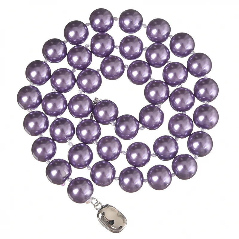 Simple Style Lovely Purple Pearls Necklace For Statement Women 10mm Round Shell Artificial 18inch H836 | Украшения и аксессуары