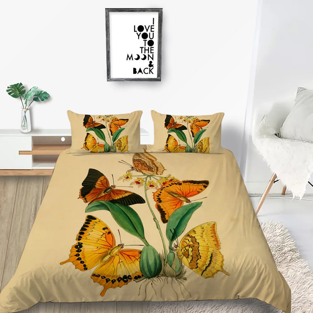 Комплект постельного белья с бабочками классический винтажный комплект 3D