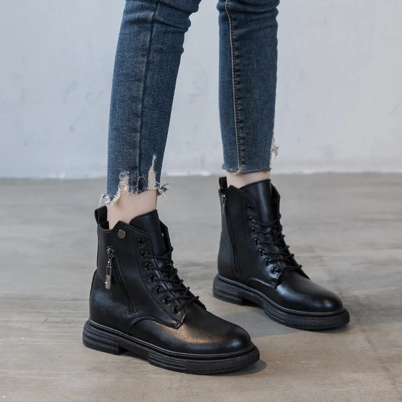 

Высококачественные Женские Ботинки Martin на шнуровке с толстой подошвой Martens Botas Mujer повседневные ботильоны обувь кожаные ботинки челси Martins
