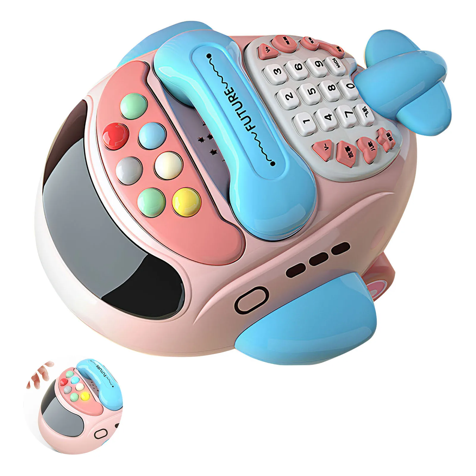 

Children'S Multifunctional Telephone Early Education Aircraft Educational Toy With Light And Music Hit Hamster Game Kids Gift