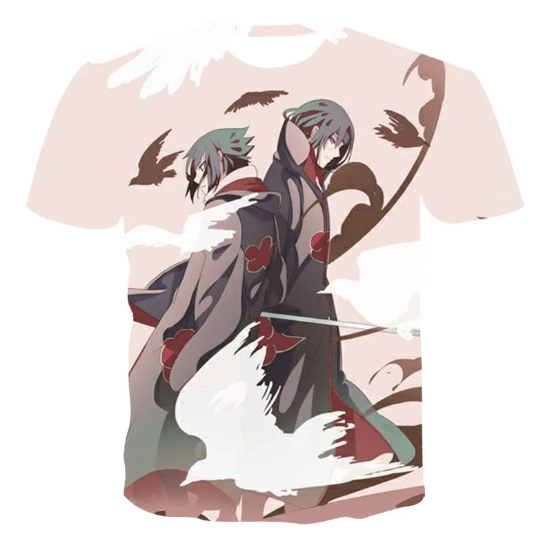

Fashion Japanese Anime 3D Printing T-shirt Men's Sasuke Funny Cartoon T-shirt Casual Cool Street Clothing Hip Hop Top Tee Male