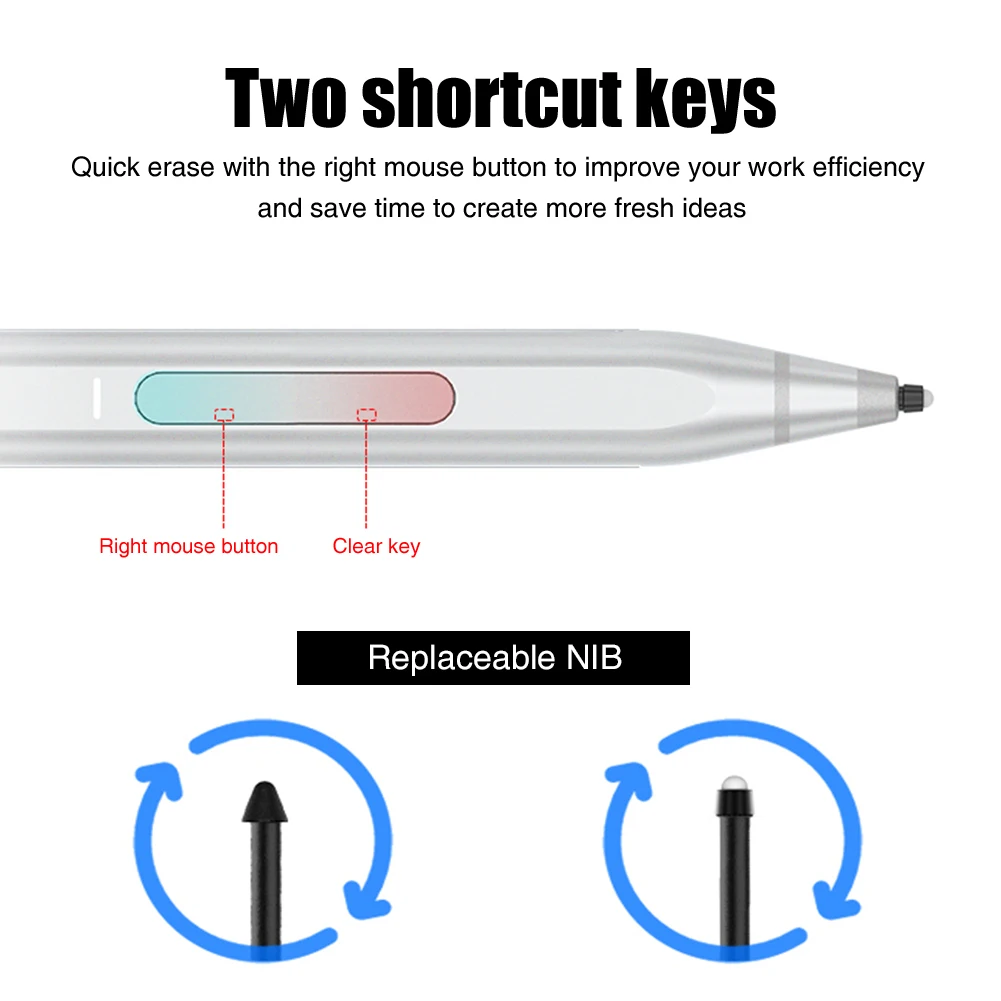 

Stylus Pen Capacitive Tablet Writing Quick Charge Magnetic Attachment Rechargeable 4096 Pressure Office For Surface Pro5 6 7