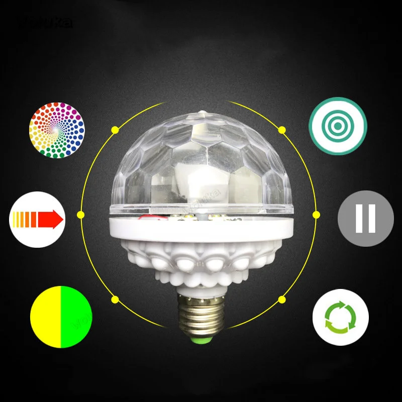 5 шт./лот 6 Вт E27 светодиодная цветная Волшебная вращающаяся шаровая лампа RGB