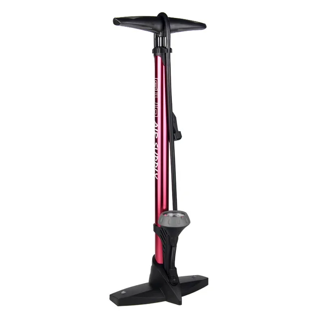 red Giyo 160Psi Bike Floor Pump With Gauge Presta Schrader Valve Adapter Foot Bicycle Pump Air Inflator Tire Pump Road MTB Bike Pump - Цвет: red