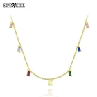 SIPENGJEL модное Радужное яркое квадратное циркониевое ожерелье золотого и серебряного цвета, свадебное ожерелье для женщин, ювелирные изделия 2021