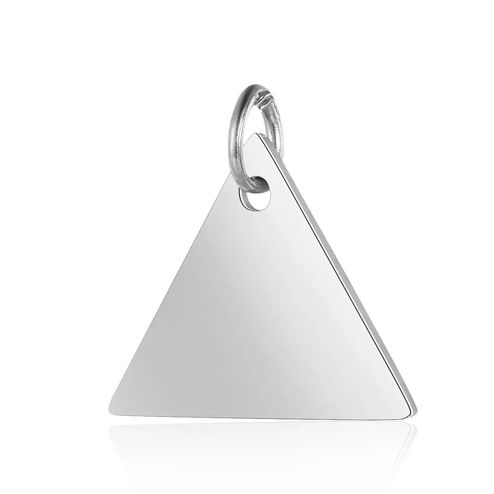 

Stainless Steel Blank Triangle Tag Charm For Engrave Mirror Polished Wholesale 20pcs