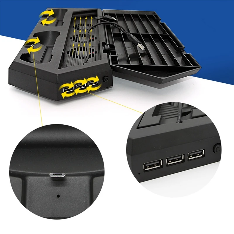 Вертикальная подставка 3 в 1 для PS4/PS4 Slim/PS4 PRO зарядка двух контроллеров|Запасные части| |