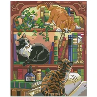 top cat on the shelf patterns counted cross stitch 11ct 14ct 18ct diy cross stitch kits embroidery needlework sets