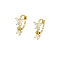 original brand fashion custom jewelry gold filled 925 sterling silver cz butterfly mini hoop earrings