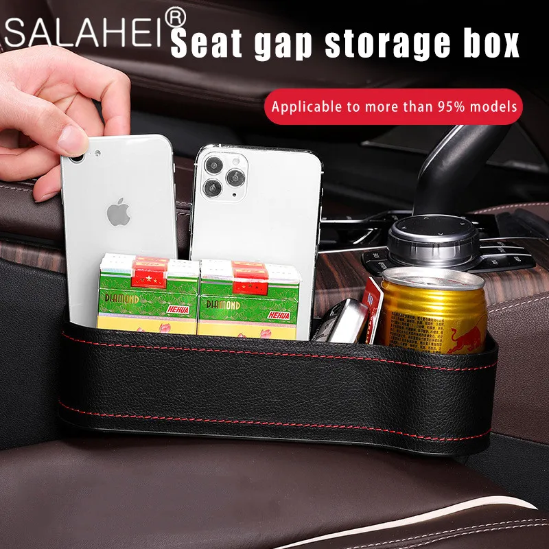 

1Pair Car Seat Gap Storage Box Cup PU Leather Pocket Catcher Organizer Phone Bottle Cups Holder Multifunctional Car Accessories