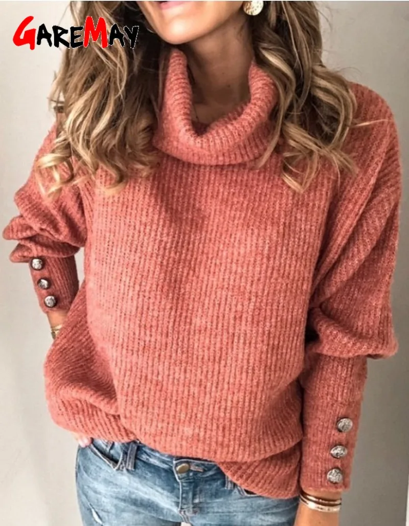 Plus Size Sweaters Women Turtleneck Warm Knitted Oversized Sweater Winter Autumn Long Sleeve Rivet Pullover Sexy Tops Jumper | Женская