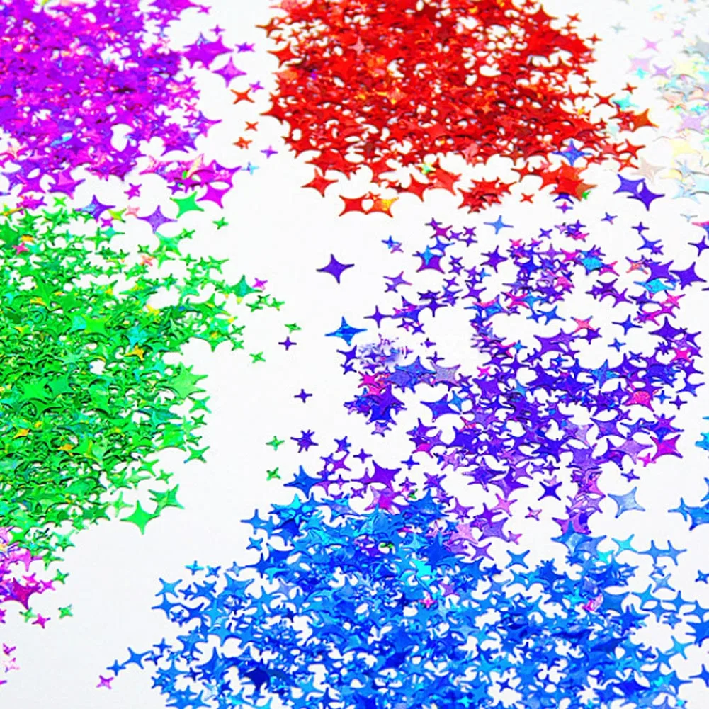 1 Bag Holographic Nail Art Sequins Laser Stars Glitter Flakes Paillette Maple Leaf Stickers For Nails Manicure Nail Decorations