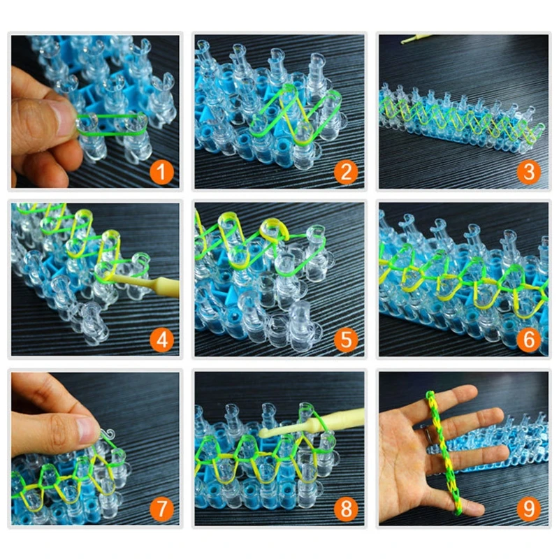 

Elastic Rubber Colourful Loom Bands Starter Box with Crochet Bracelet Weaving
