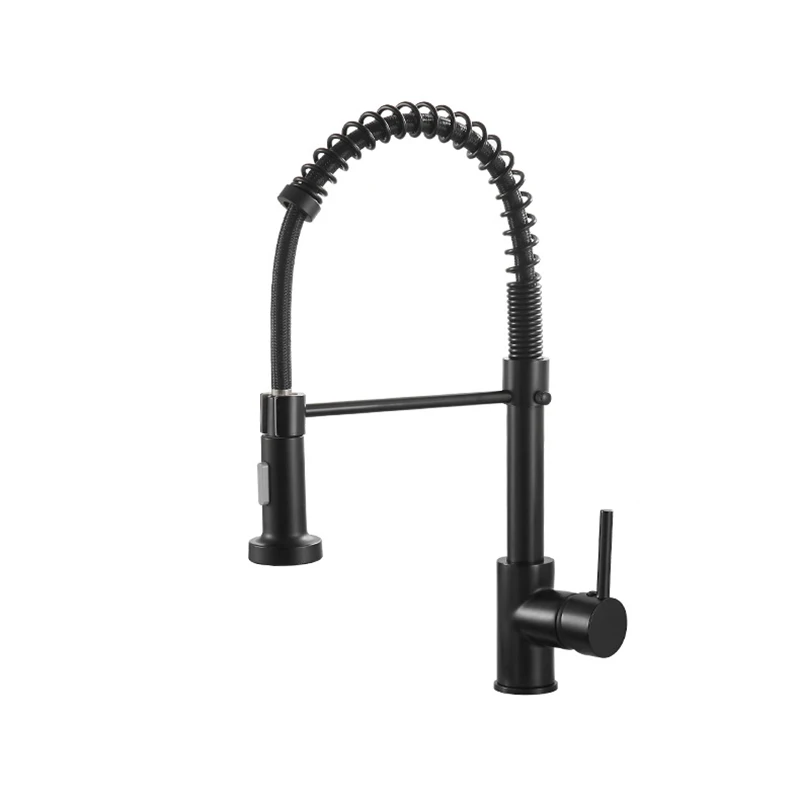 

360° Rotation Black Kitchen Faucet Free Stretching Copper Hot Cold Mixer Taps Two Effluent Modes Sink Sprayer Robinet Cuisine