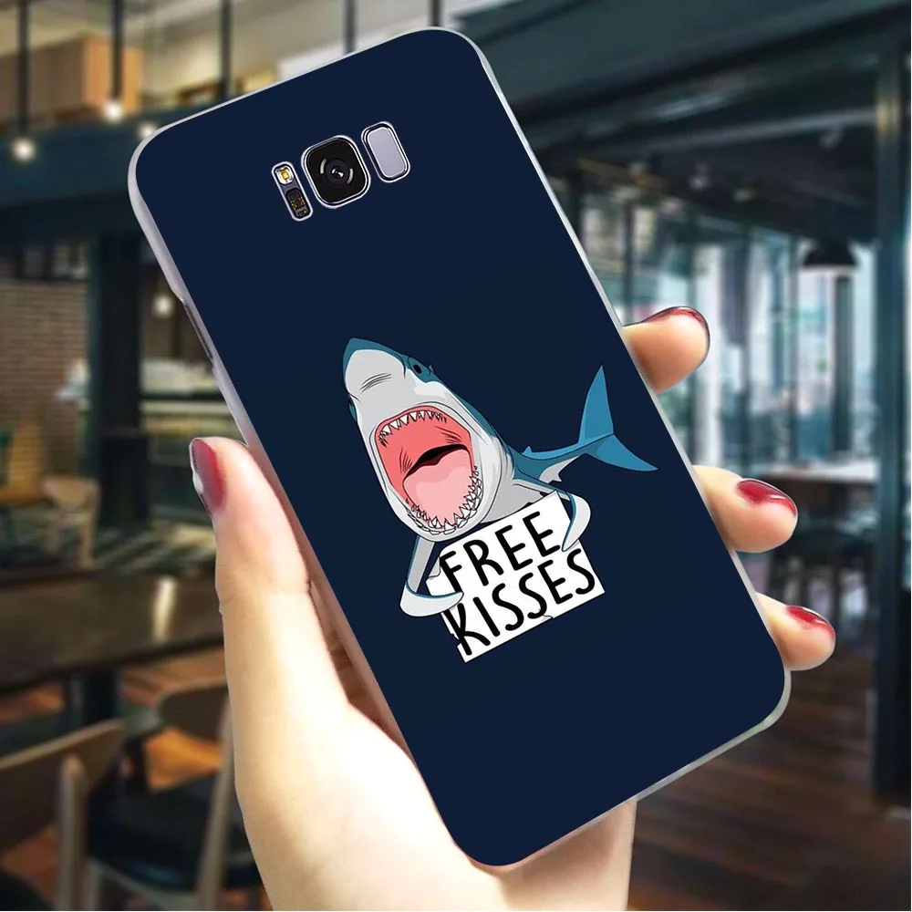 Жесткий чехол с забавными мультяшными акулами для телефона Galaxy A60 Cover A3/A5 A6 A8 Plus/A7 A9