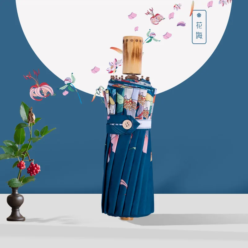 Женский ветрозащитный зонт с цветным покрытием 16 к | Дом и сад