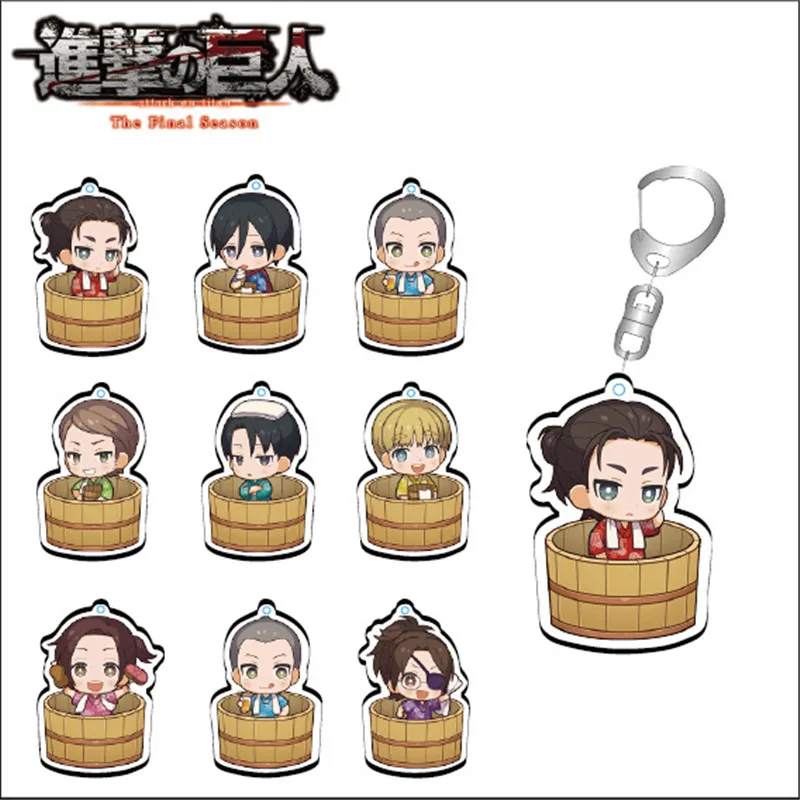 

Attack on Titan Keychain Anime Accessories Cartoon Double Sided Acrylic Key Chain Kawaii Eren Q Version Figures Key Ring Holder