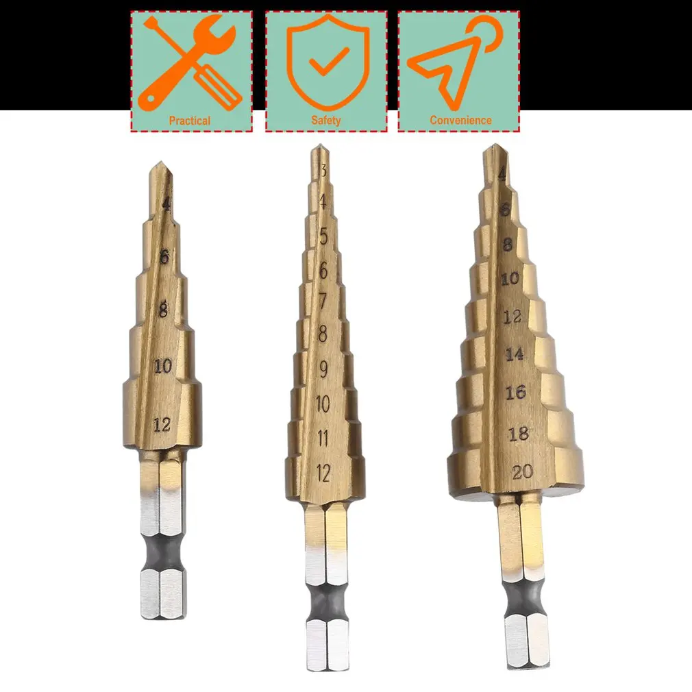 

New High Quality Hexagonal Shank Step Drill Cone Drill Bit Hole Groove Metal Wood Cutter