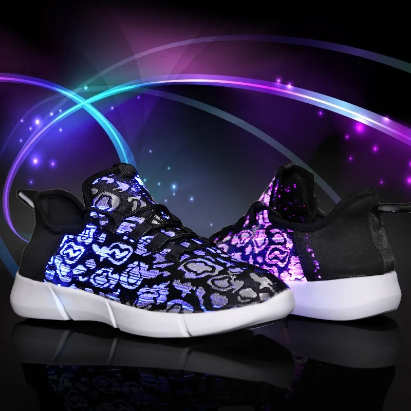 

Man light up shoes New Summer Led Fiber Optic Shoes for girls boys men women USB Recharge glowing Sneakers Size 25-47