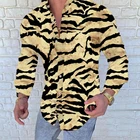 Рубашка мужская, с леопардовым принтом, леопардовым принтом, воротником, на пуговицах