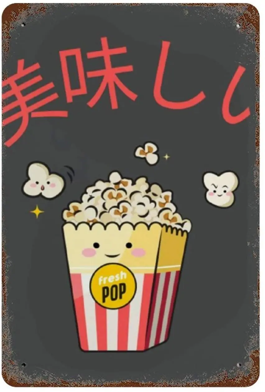 

Delicious Popcorn V2 Vintage Metal Sign, Retro Tin Signs for Store, Bar, Home Decoration Retro Tin Sign for Kitchen Wall 30X30CM