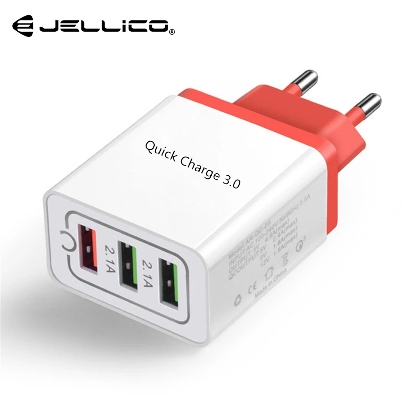 Red Jellico quick charge 3,0 USB зарядное устройство для iPhone X 8 7 iPad быстрое настенное зарядное устройство для samsung S9 Xiaomi Mi 8 huawei P20 Pro 3 порта - Тип штекера: Red