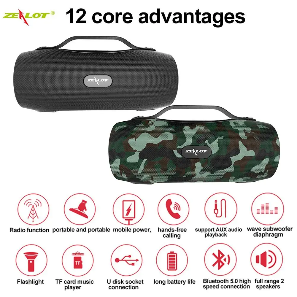 ZEALOT S29 Bluetooth 5 0 динамик портативное наружное радио fm Мобильная мощность SOS