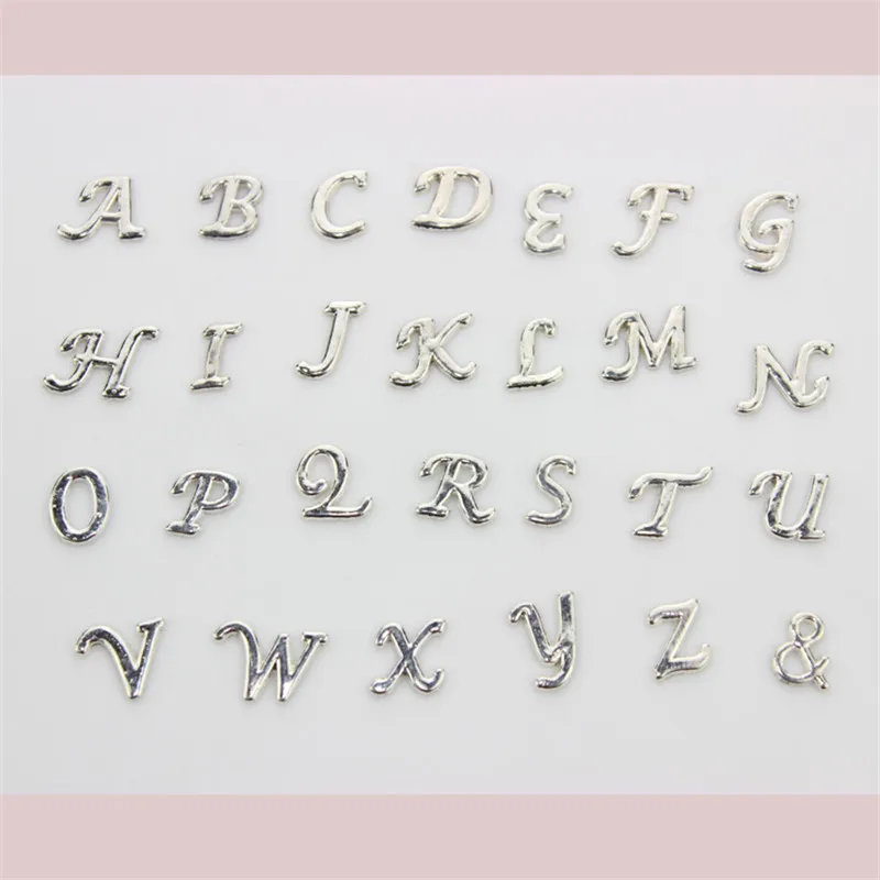 Серебряный Цвет 26 шт. плавающий Начальная буква Подвески Ассорти Алфавит A-Z fit