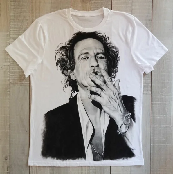 

Keith Richards Art T-shirt Funny Cotton Tee Vintage Gift For Men Women