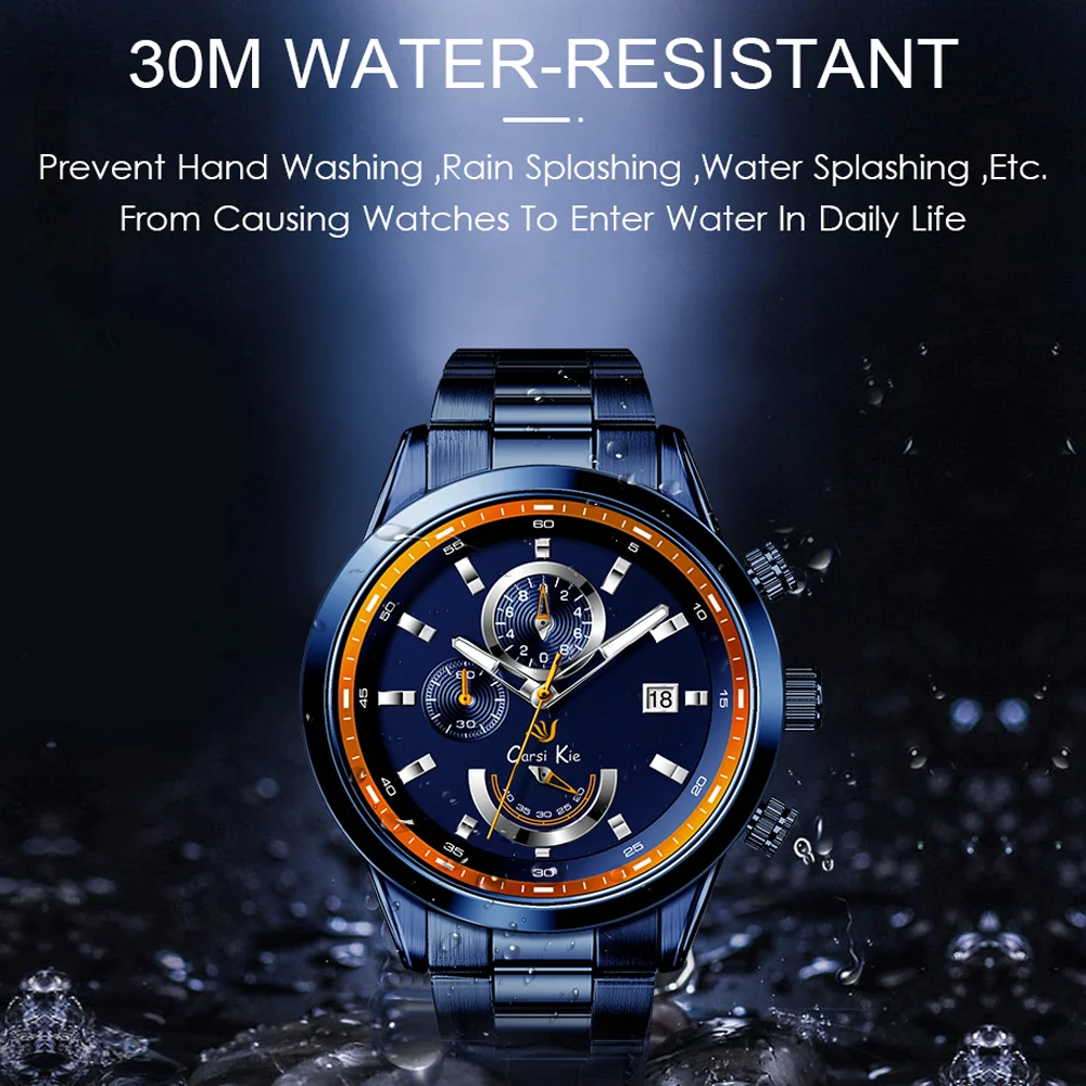 

Carsikie New Arrival Men Watches Top Luxury Brand Sport Watch Men Chronograph Quartz Wristwatch Date Male Relogio Masculino+Box