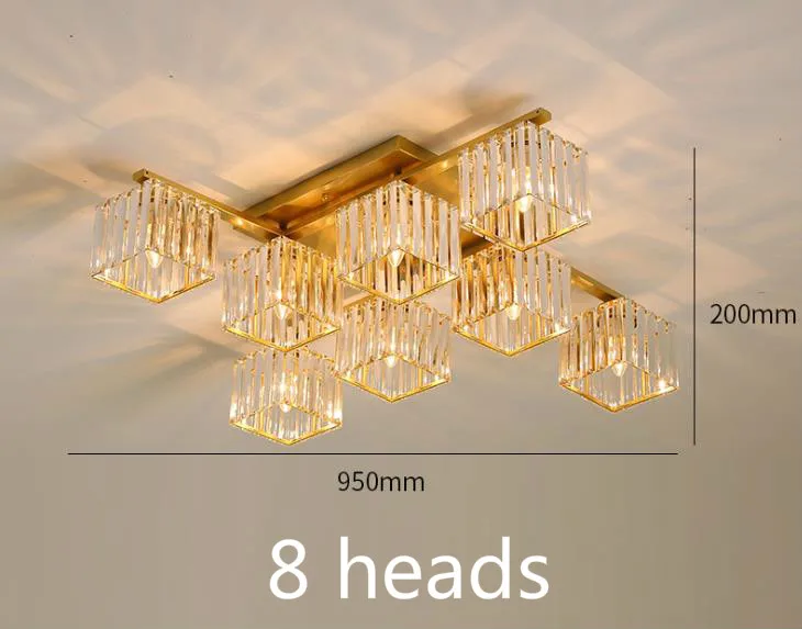 New style square crystal ceiling lamp in living room