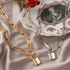 Ожерелье с подвеской-замком для женщин, корейское ожерелье с золотыми и серебряными вставками, 2019