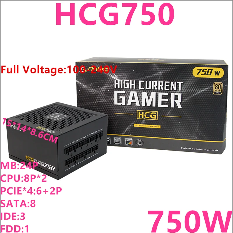 

New Original PSU For Antec Brand ATX 2080Ti Full Module 80plus Gold Game Mute Power Supply 750W Switching Power Supply HCG750
