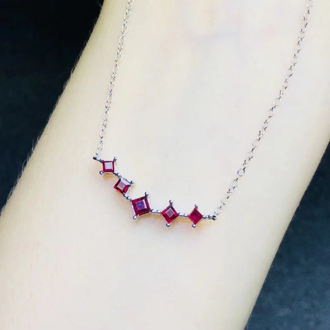 

BOEYCJR 925 Sterling Silver sapphire Ruby Elegant Necklace Chain Jewelry Energy Gemstone Pendant Necklace for Women Gift