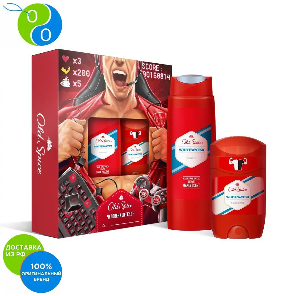Подарочный набор: Old Spice Whitewater (Твёрдый дезодорант 50 мл + Гель для душа 250