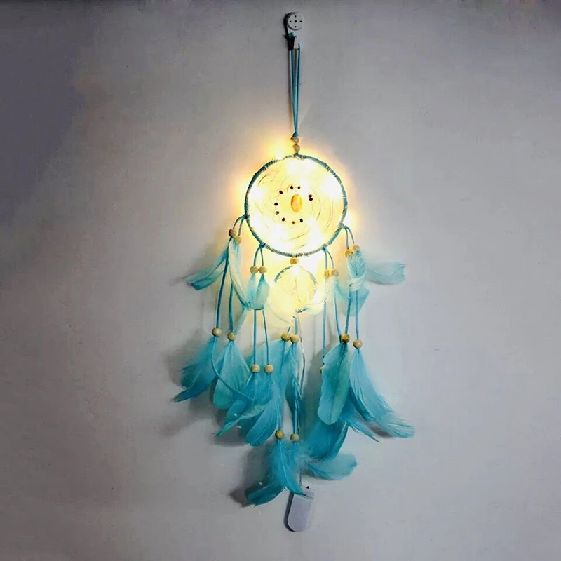 

New Hot Dream Catcher Light Feather Shell and Iron Handcraft With LED Strap for Home Restaurant Wedding Decorations USJ9