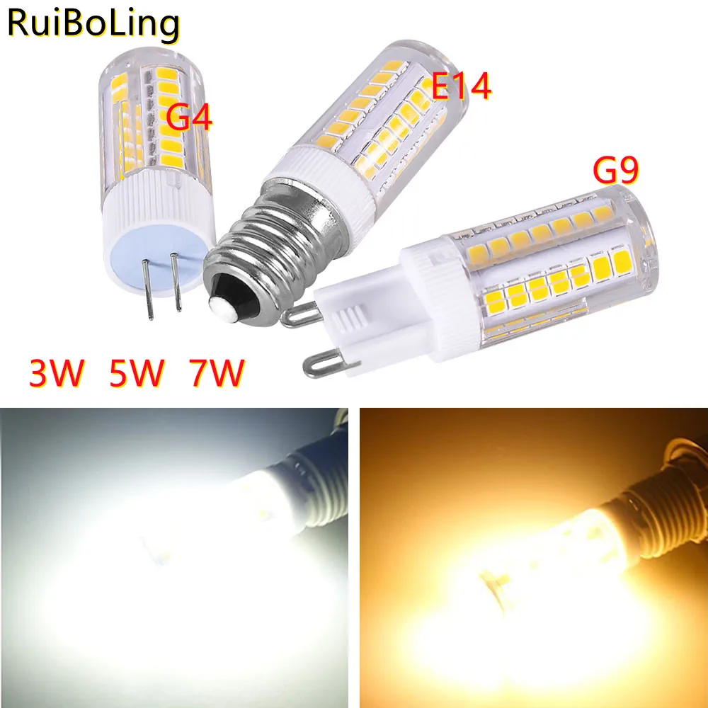 

Corn light 3W 5W 7W LED bulb 220V E14 G4 G9 ceramic chandelier household lighting SMD2835 spotlight instead of halogen lamp