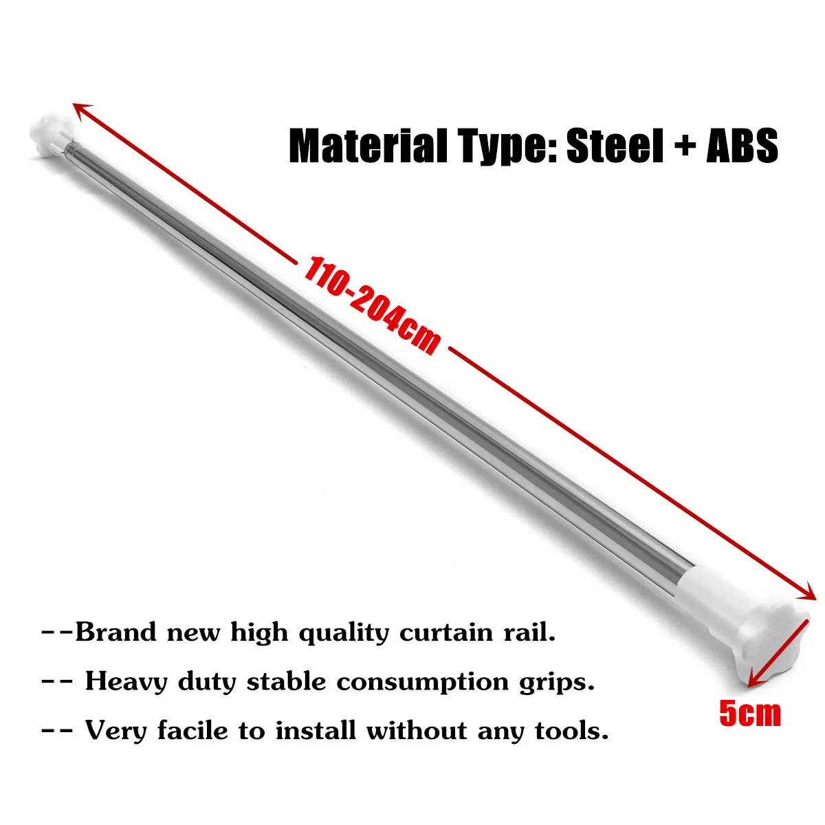 

Adjustable Steel Rods Rails Bars Steel Telescopic Extendable Wardrobe Windows Bath Shower Curtain Rail Rod Pole