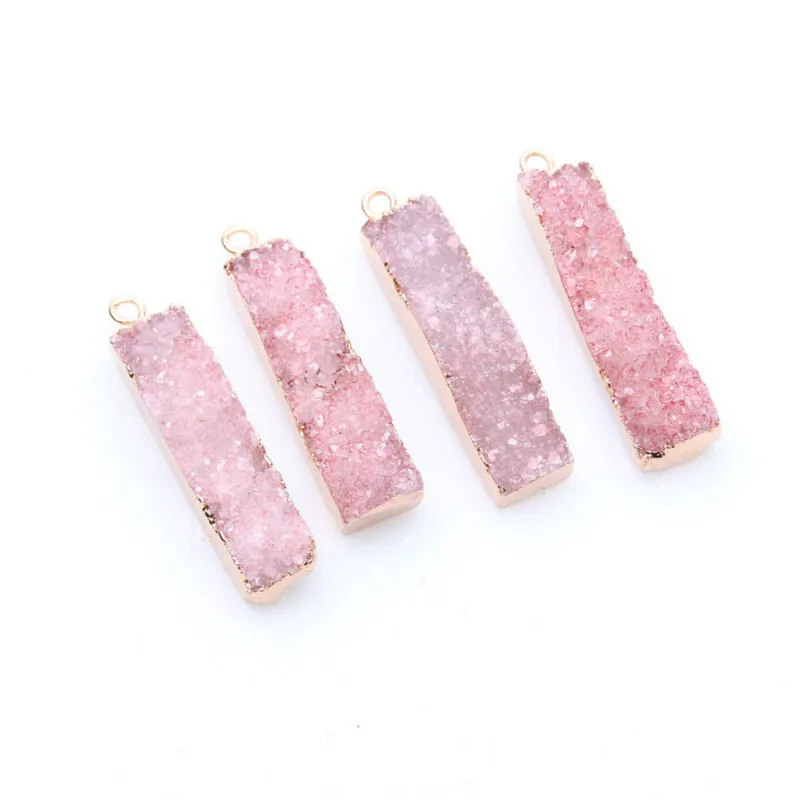 1 шт. белый розовый кристалл драгоценные камни Прямоугольный кулон натуральный