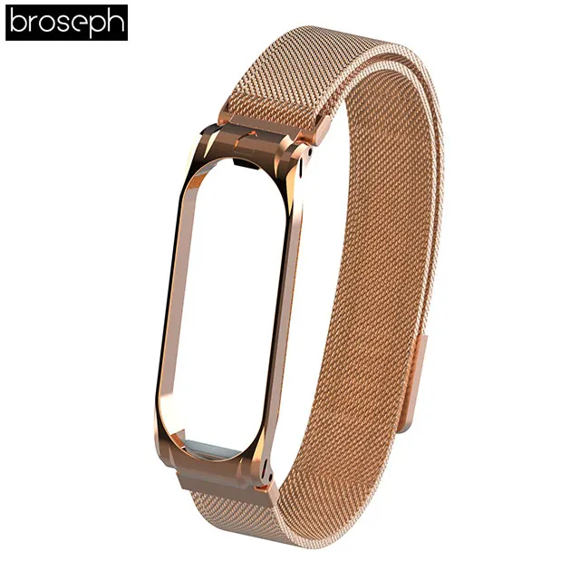 Rose Gold Mi lanese ремешок для часов Xiaomi mi Band 3 4 спортивные ремешки из нержавеющей стали для mi band 3 4 Смарт часы браслет аксессуары - Цвет ремешка: Rose Gold